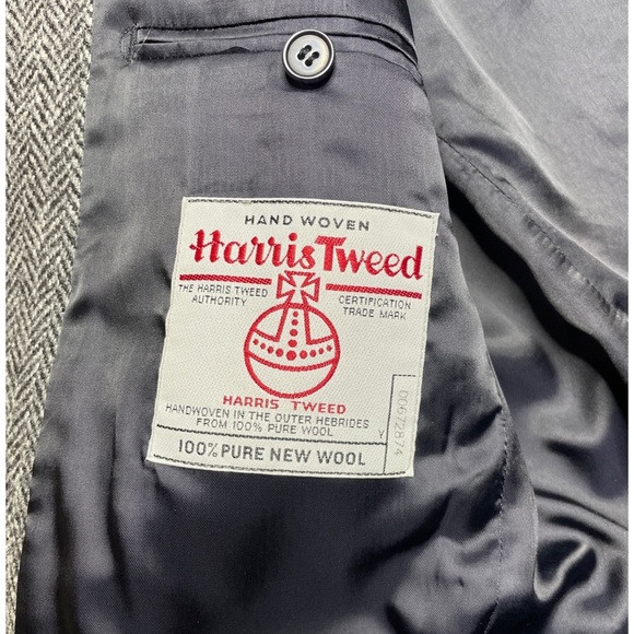 Vintage Harris Tweed 1990s Sport Coat Black Gray 2 Button Jacket Double Vent EUC - Picture 11 of 11